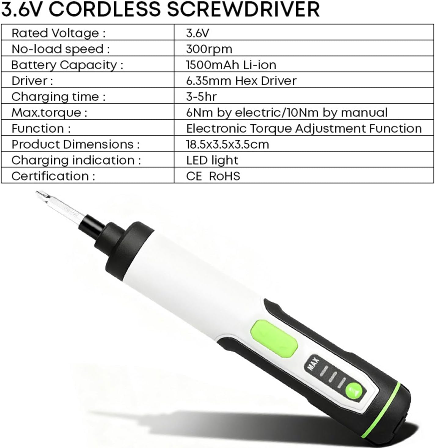 Rechargeable Cordless Screwdriver with 3 Adjustable Speeds Built in Light for Confined Spaces Electronics Furniture Assembly Tool