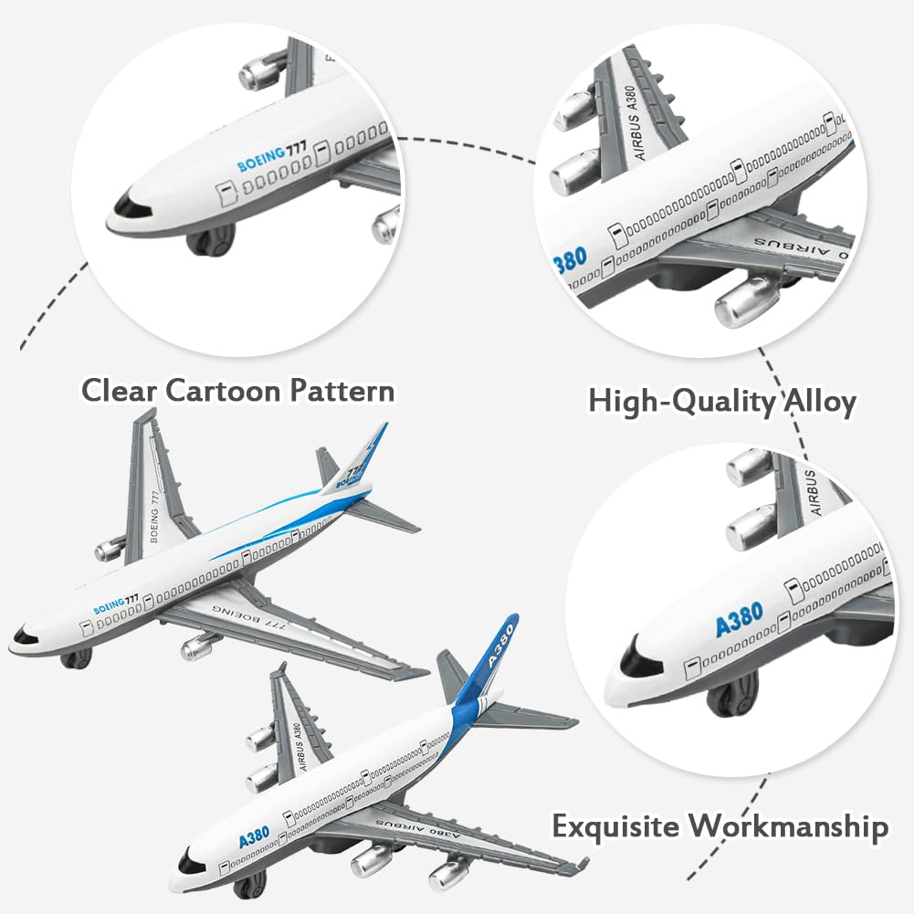 KCJDCDG Aeroplane Toys 2Pcs Airplane Model Diecast Aircraft Plane Ornament for Children Collection Table Top Decoration Gifts - Image 3
