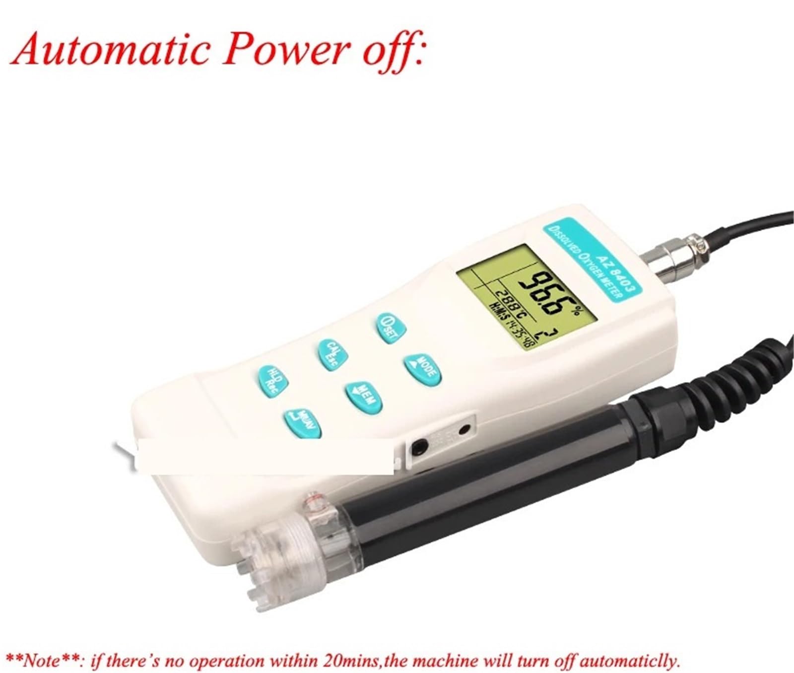 Detector de oxígeno disuelto, medidor portátil for acuicultura, analizador probador calidad del agua AZ8403 Alto rendimiento