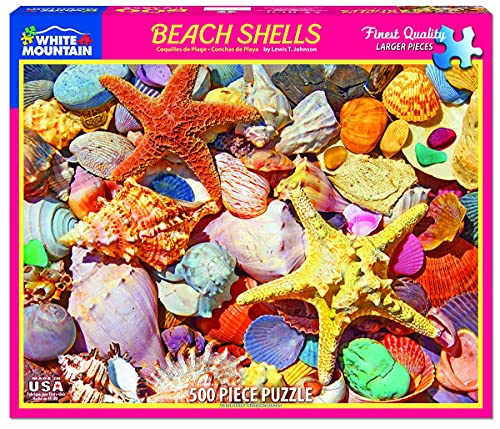 Rompecabezas White Mountain de 500 piezas: Collage veraniego del océano con conchas, piezas grandes, regalo para adultos y familia, 18" x 24" miniatura 1