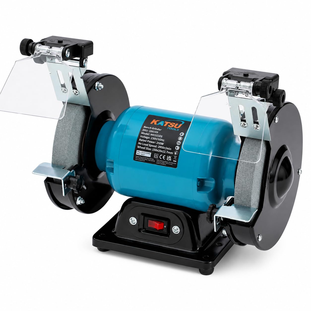 Katsu Tools Light Bench Grinder 250W 150Mm 6 Inch Coarse And Fine Grinding Wheel Sander Polisher For Grinding, Polishing And Sharpening 100195