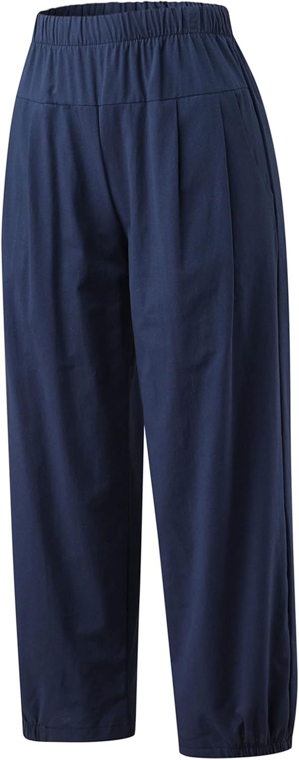 Bozanly Summer Capri Pants for Women Casual Elastic Waist Cotton Linen Comfy Yoga Crop Pants Trousers 2026 - Image 3