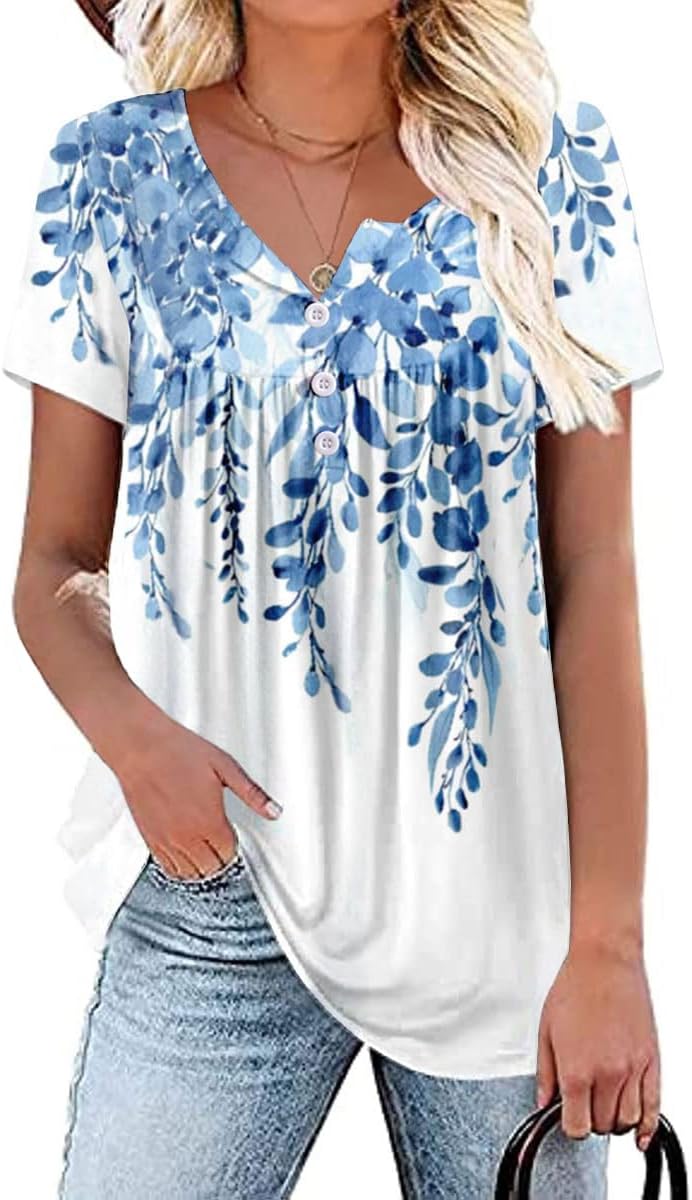 WRRH Women's Plus Size Floral Blouse - Loose Fit Short Sleeve Tunic Top For Leggings (Sizes M-4XL) - View #7