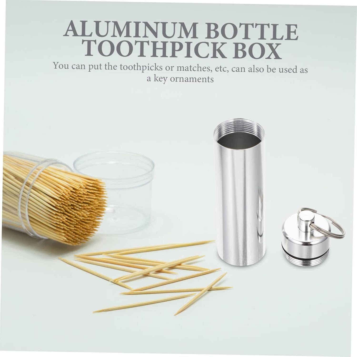 3sets Portable Sealing Swab Cases Aluminum Holders with Keychain for Travel Outdoor Camping Emergency Use Versatile Cotton Swab and Toothpick Storage 3pcs*3