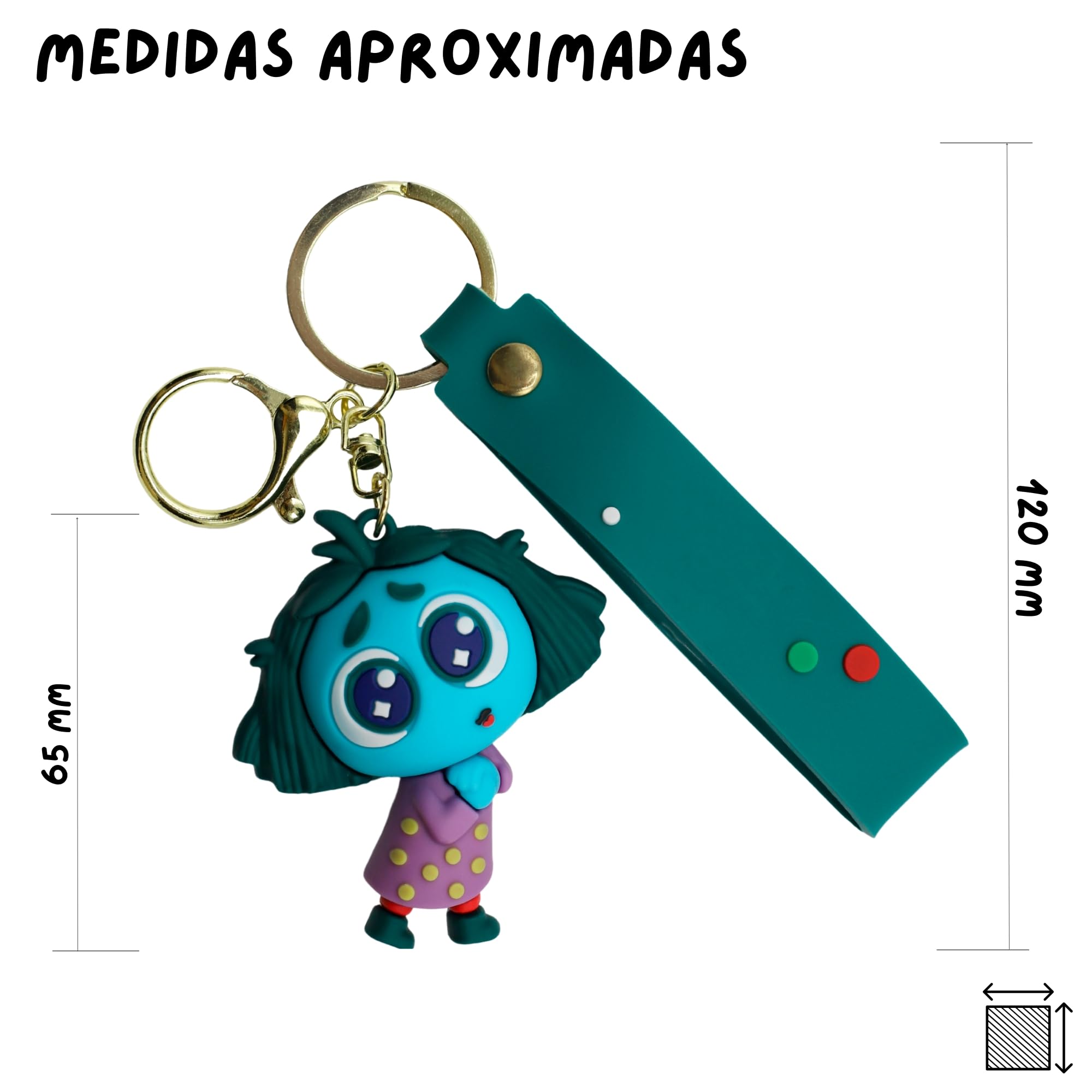 Llavero Personaje Envidia de Silicona, Dibujo Animado, Goma, Emoción, 6 cm - imagen 5