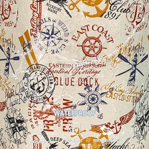 Image of Anchor Compass Laundry Basket Foldable Waterproof Hamper 18.9 x 16.5 Inch | Oxford Cloth With Reinforced Handles Lining Design Large-Capacity Storage For Bathrooms /Laundry Rooms / Living Rooms /Bedrooms