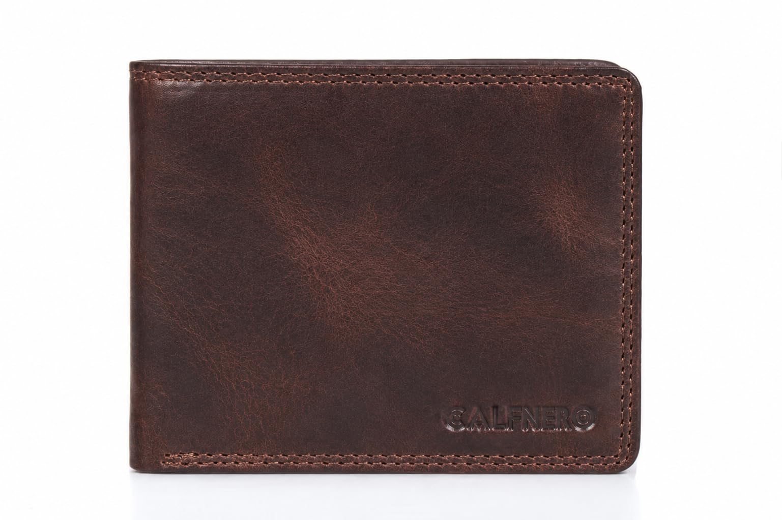 calfnero Genuine Leather Men's Wallet | Bifold Wallet with Flip-Up ID Window, Coin Zipper Pocket & Multiple Card Slots | Vintage Leather Wallet for Men-picture-36