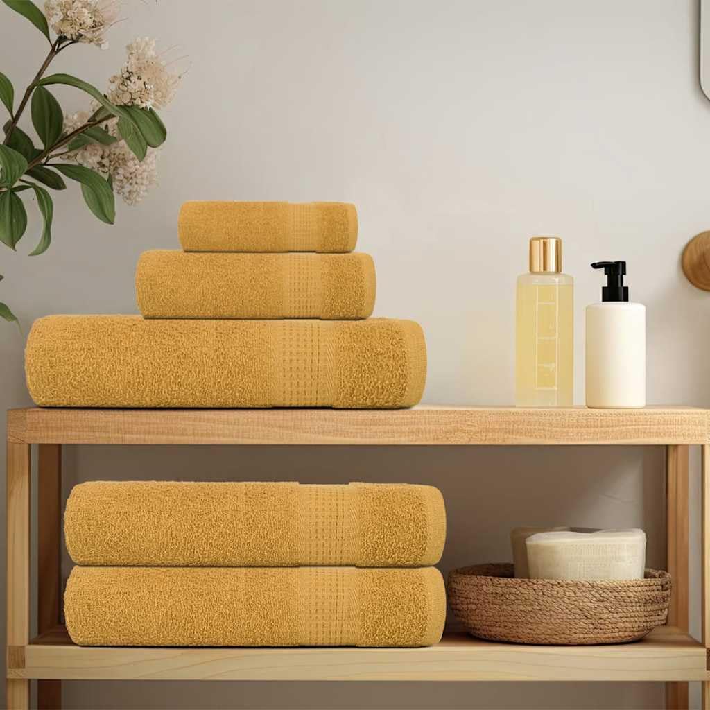 2er Pack Frottier Handtücher FROGN Gold 100 x 200 cm 360 g/m², 100 Prozent Baumwolle, mit Schlaufe, Badetuch Set für Dusche Sauna Strand spa
