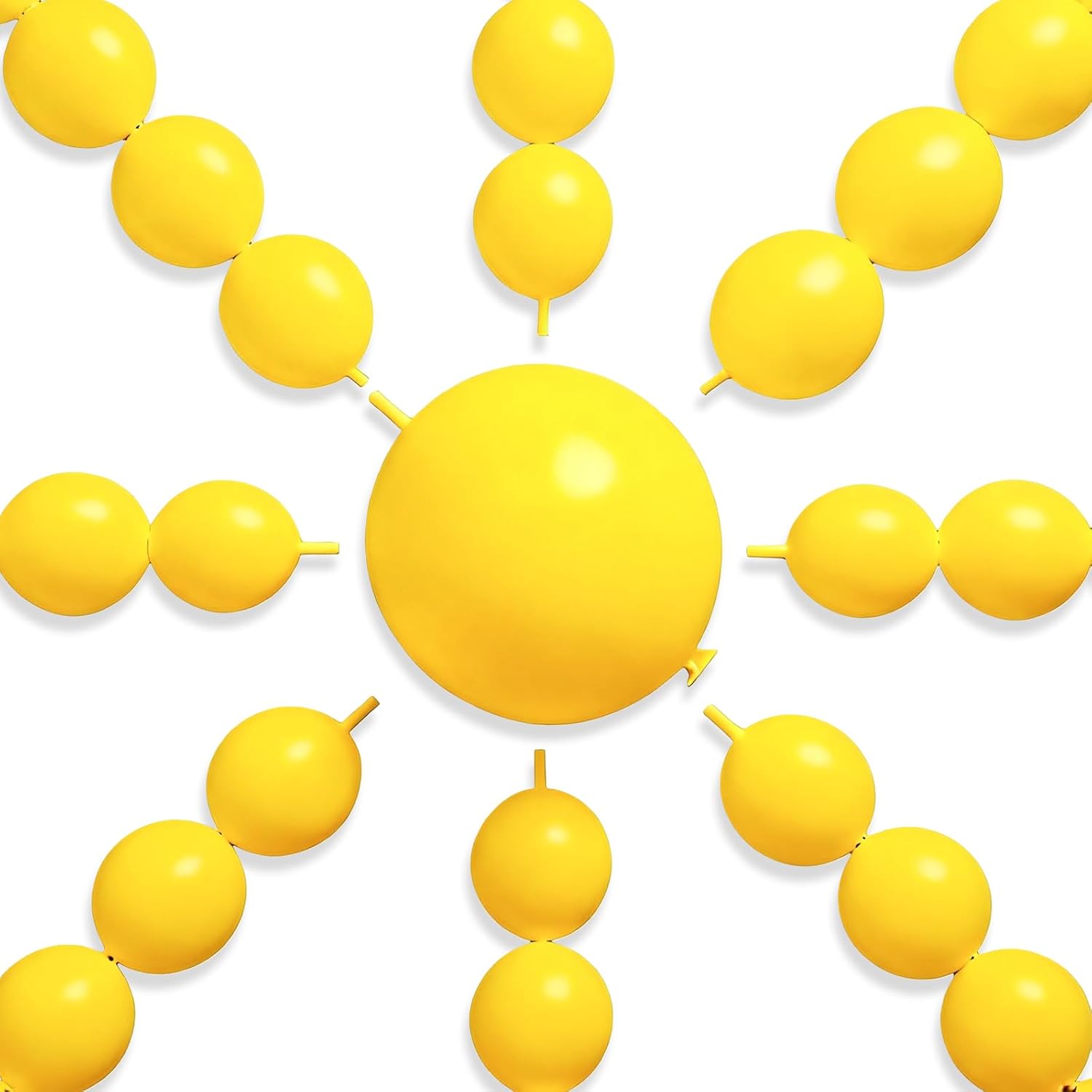 PartyWoo Yellow Linking Balloons 100pcs 12 Inch Yellow Link Balloons for Easter Bee Baby Shower Gender Reveal Engagement Sunflower Graduation Birthday Summer Party Decorations Yellow-W08