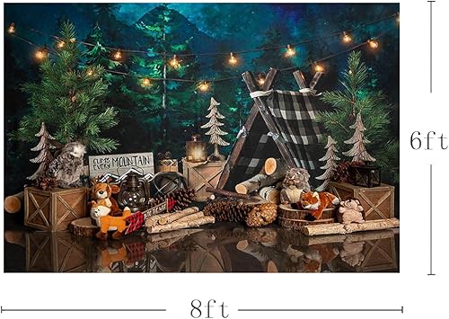 Miniatura 2 de MEHOFOTO - Telones de fondo para fiesta de primer cumpleaños de 8 x 6 pies, safari en la selva, para bebé, tienda de campaña para fotografía de