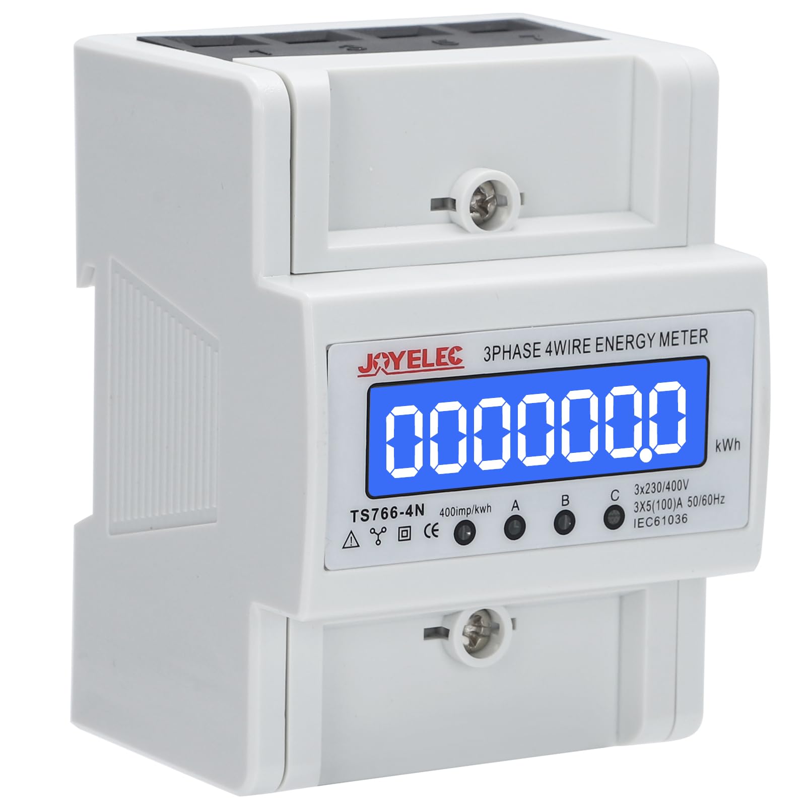 Three-Phase Counter, 3 Phase 4 Conductors, 3 x 230 V/400 V, 5-100 A, 50/60 Hz, Pulse Meter, Digital LCD Calibrated Power Consumption Meter for DIN Rail-image-28