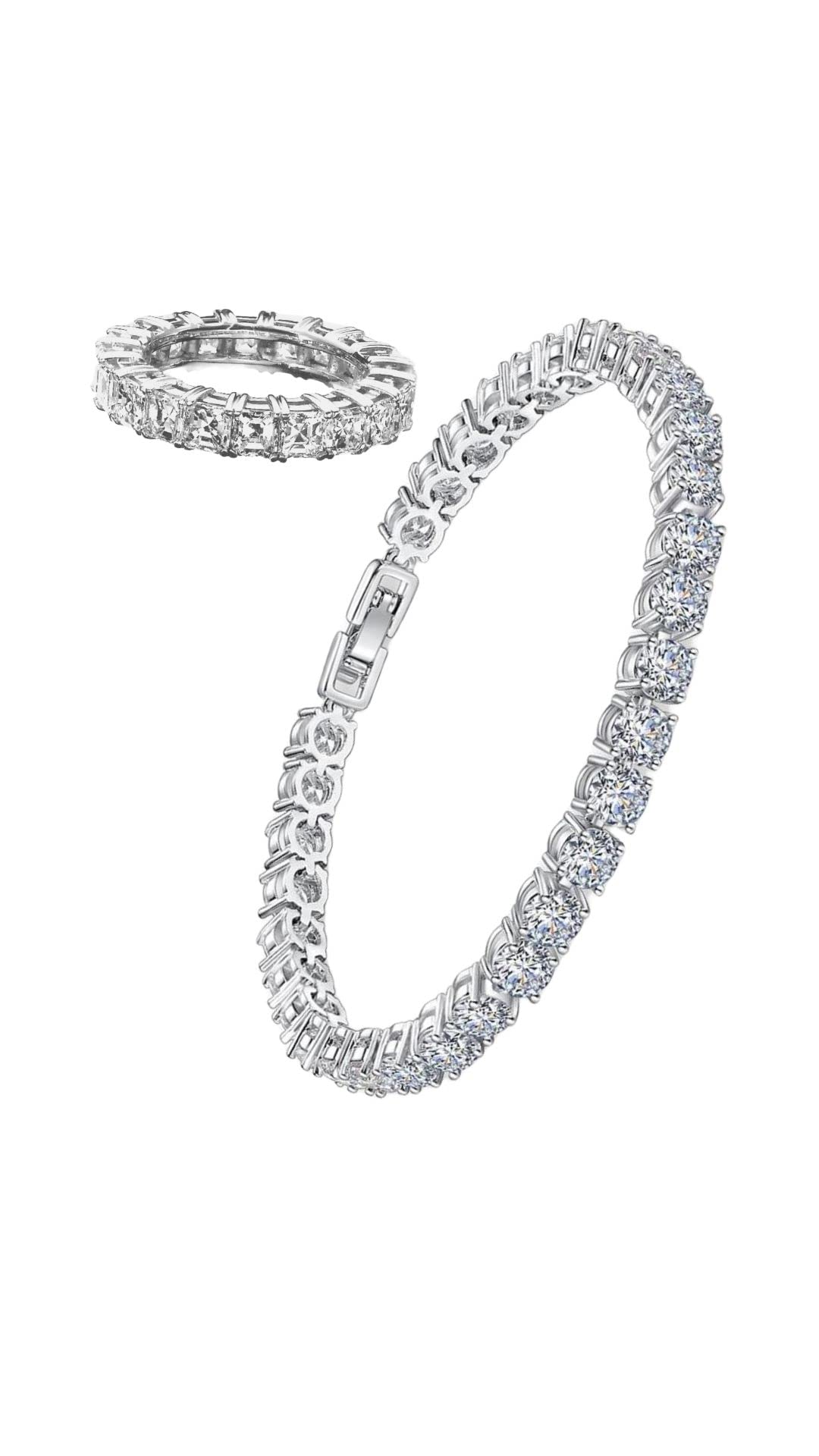 GenericPAMEER STORE: 2pcs Set New Luxury Vintage Tennis Bracelet and Ring Jewelry Set PJBR1070