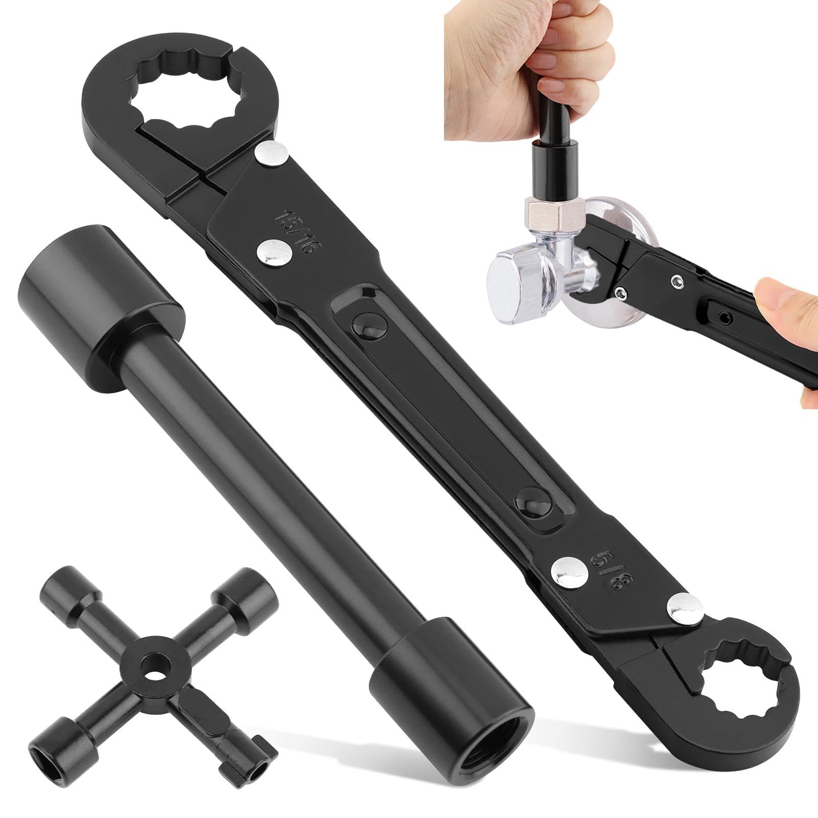 Plumbing Tools Angle Stop Wrench Kit, Professional Plumber Wrench Removal Tool for Installing New Compression Angle Stop and Removing the Compression Ring