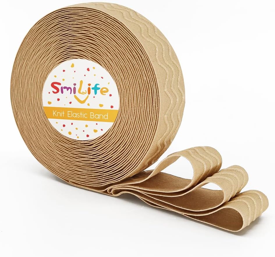 Silicone Gripper Elastic Band for Sewing, Beige, 1.05 Inches x 12 Yards