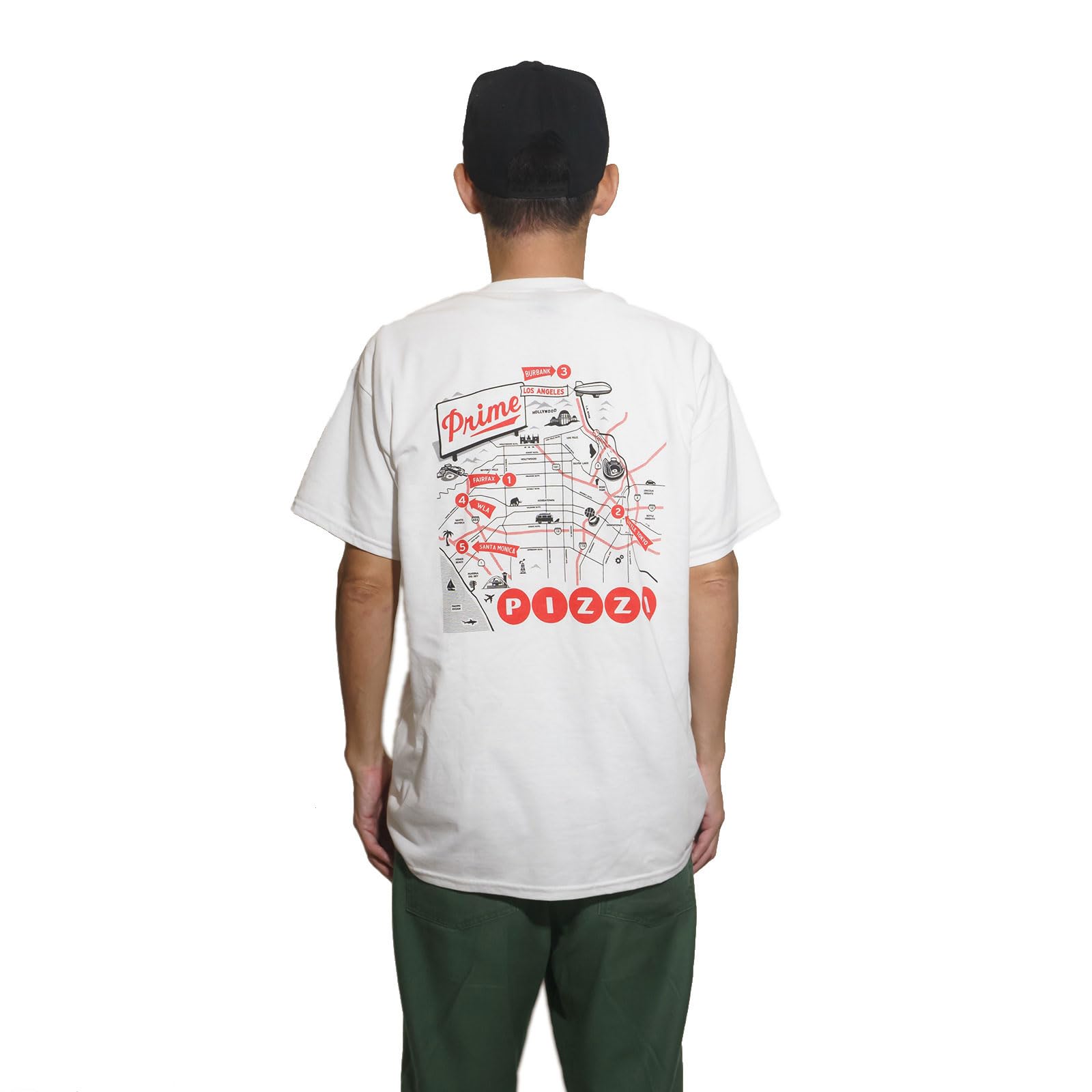 Amazon | [プライムピザ] Prime PIZZA 半袖 Tシャツ マップ2 ホワイト 