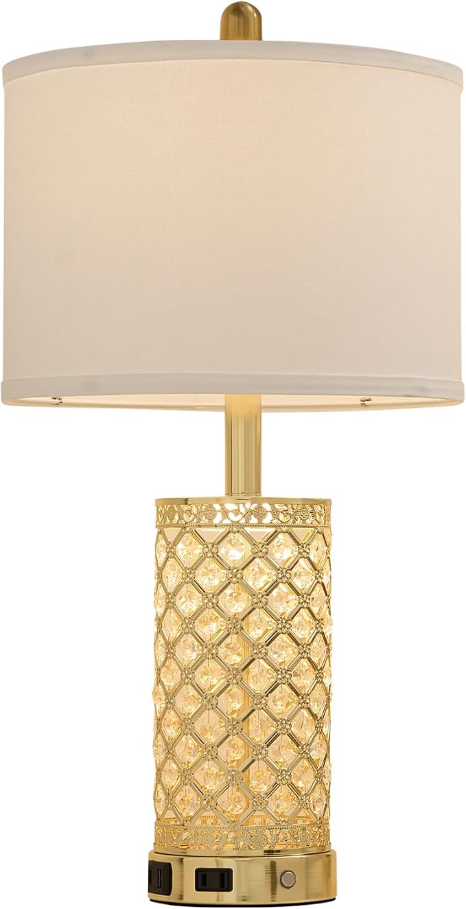 Lámpara de mesa de cristal moderna con puerto USB y control regulable miniatura 9