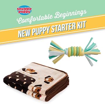 مجموعة أدوات البدء الأصلية من Snuggle Puppy. لعبة نبضات قلب الكلب ومساعد التهدئة مع 3 عبوات حرارية ولعبة مضغ التسنين للجراء وبطانية للكلاب، محايدة