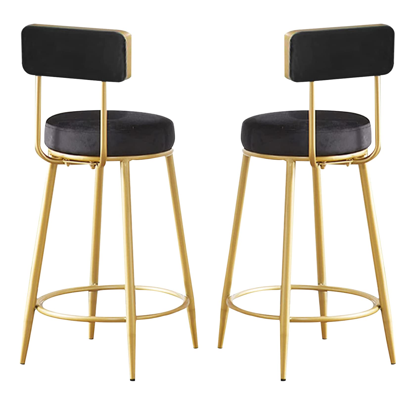 Tabourets de bar en velours de qualité supérieure chaises de comptoir noires au design épuré