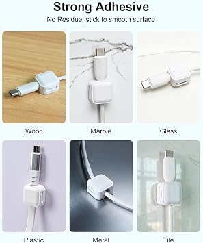 Art3d 8-Pack Magnetic Cable Clips, Cord Organizer, Office Cable Management