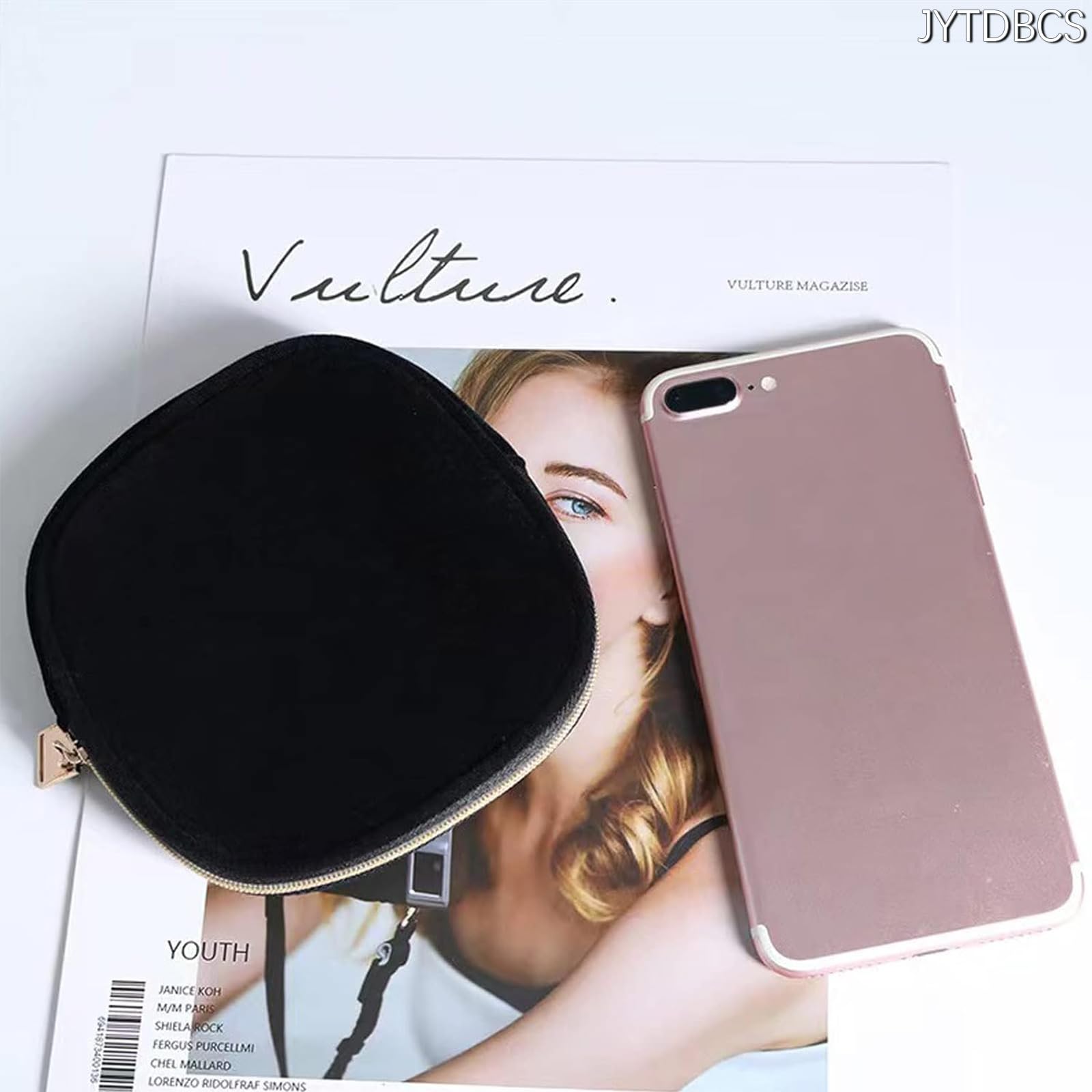 JYTDBCS Makeup Bag Small Portable Protective Case Mini Cosmetic Bag Sundries Lipstick Storage Bag Black - Image 4