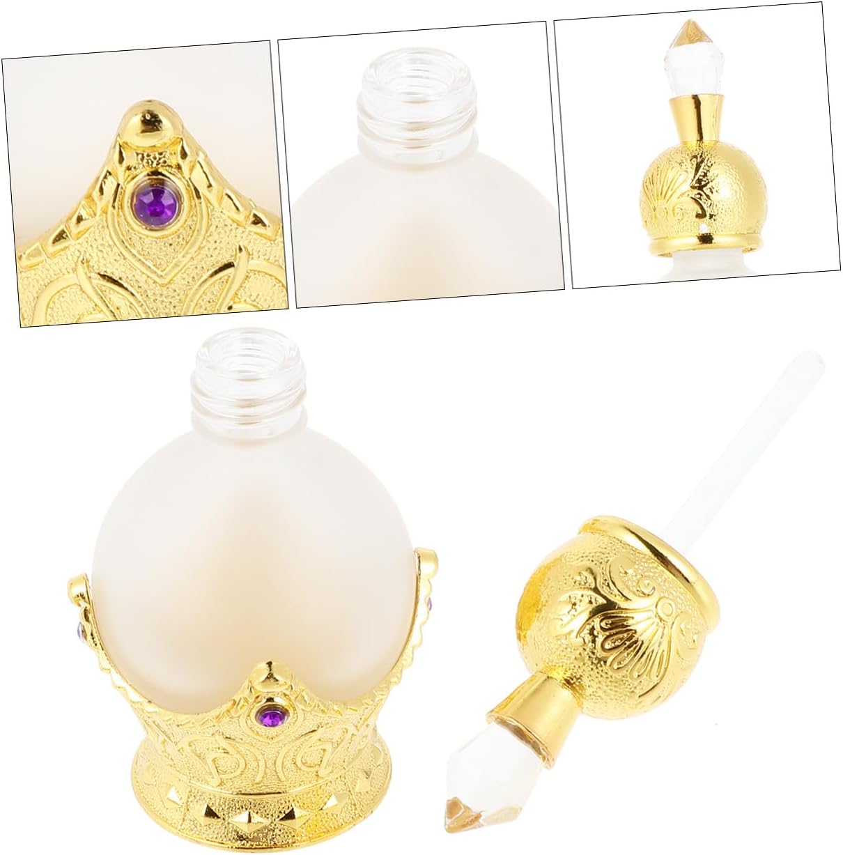 Empty Glass Perfume Bottles Vintage Arab Style Dropper Bottles for Essential Oils Perfume Storage