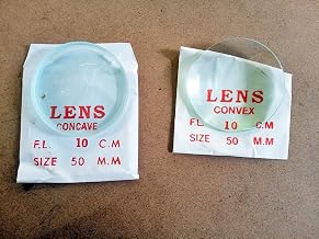 REX® Spherical CONCAVE CONVEX Lens 10 cm focal length for Ray optics activity set 50mm Round Transparent Optical Glass