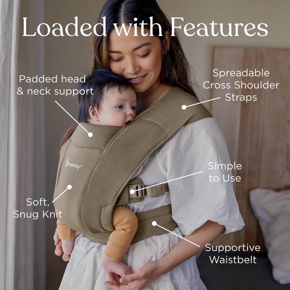 Ergobaby Embrace Newborn Baby Carrier, Soft, Cosy & Lightweight Carrier, Ergonomic Head & Neck Support, Adjustable Waistbelt & Cross Straps, 2 Carry Positions 3-11 Kgs, 0-12 Months 4