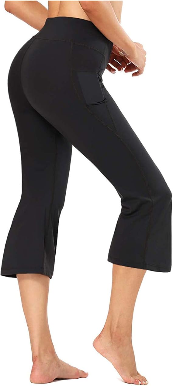 Damen Hose Mit Hoher Taille - Weiche Yoga Hose Sportlich Mit Weitem Bein