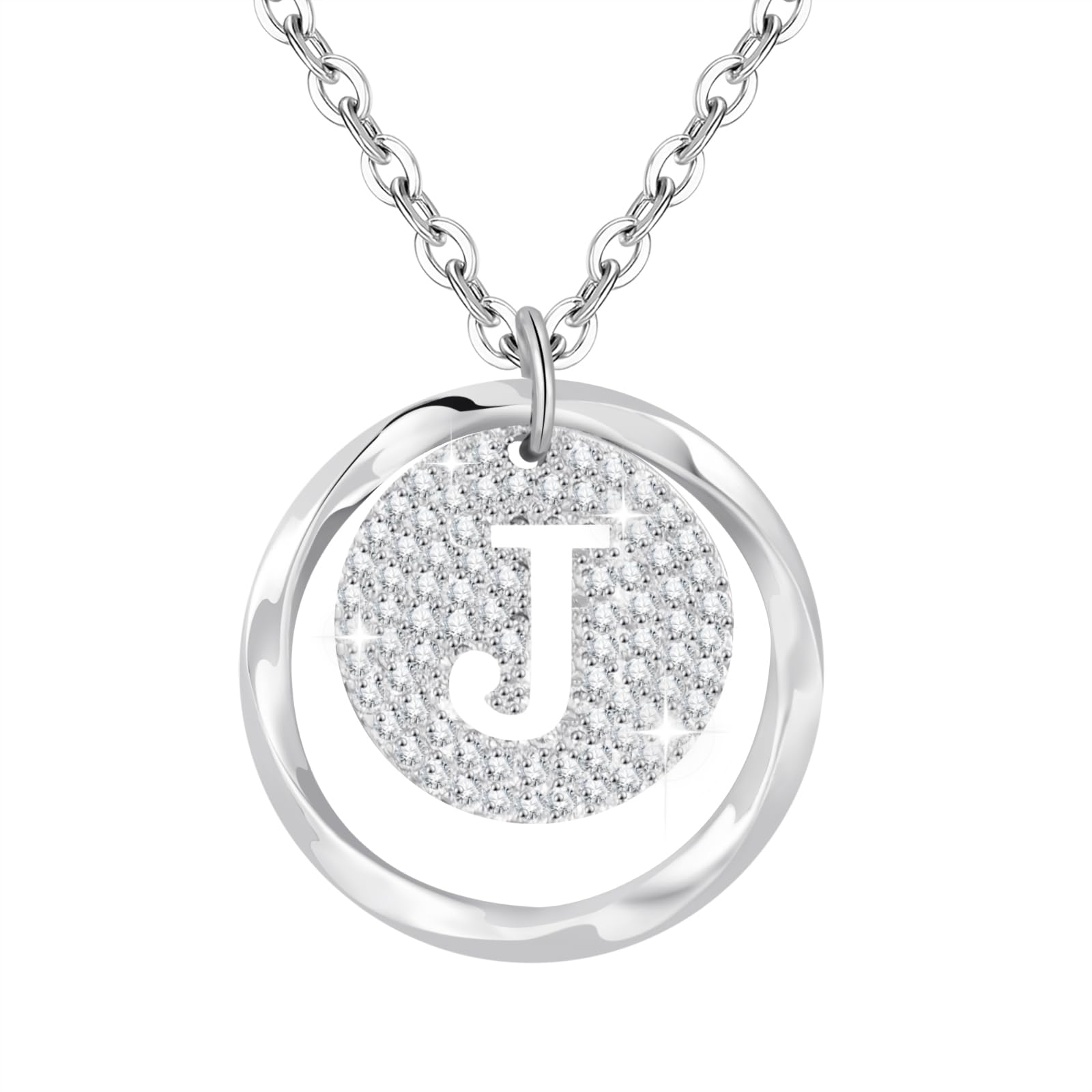 A-Z Initial Necklace for Women in 925 Sterling Silver Personalized Necklace with Silver Letter Necklace with Cubic Zirconia Adjustable Silver Jewelry for Women — view 17