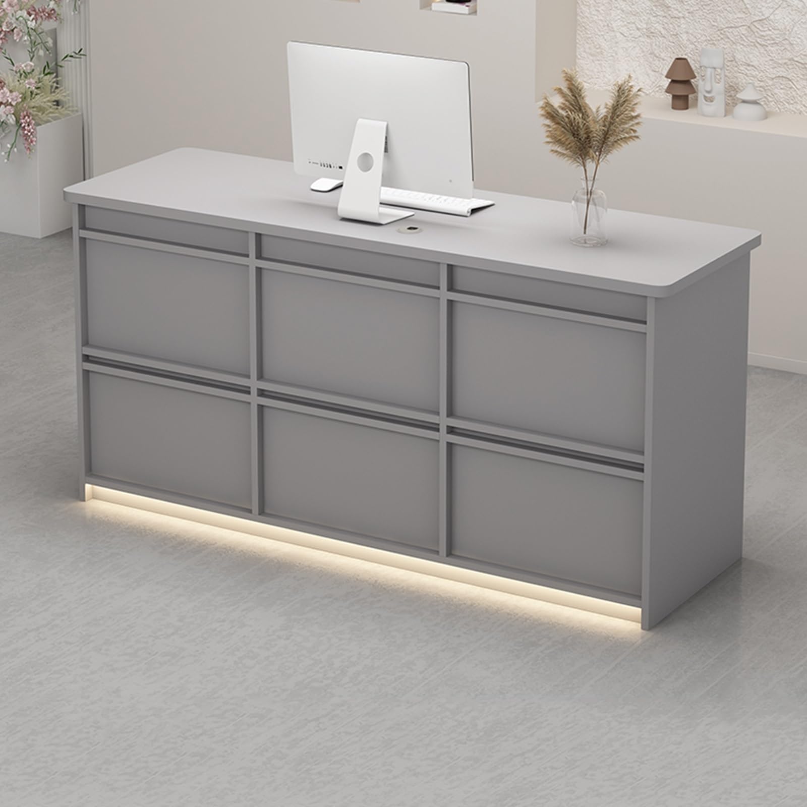 Generico Banco Reception Moderno, Cassa e bancone per la Vendita al Dettaglio, Reception con bancone, Elegante Tavolo Reception per uffici e Negozi (G, 100 * 60 * 90 cm/39,3