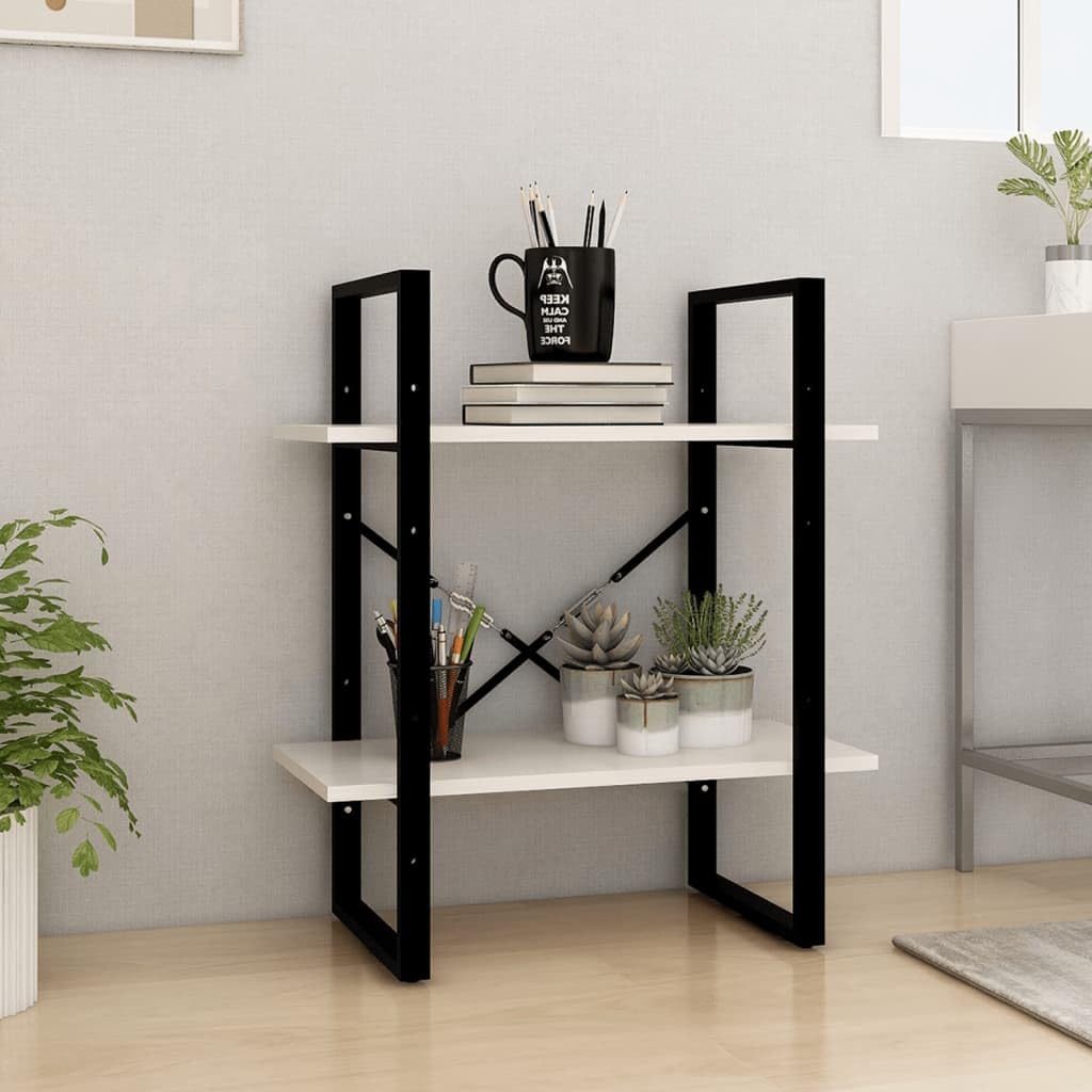 Libreria a 2 Ripiani in Pino Massello Bianca 60x30x70 cm | Scaffale autoportante compatto per soggiorno e studio, adatto per organizzare riviste e oggetti d'arredo con stile.