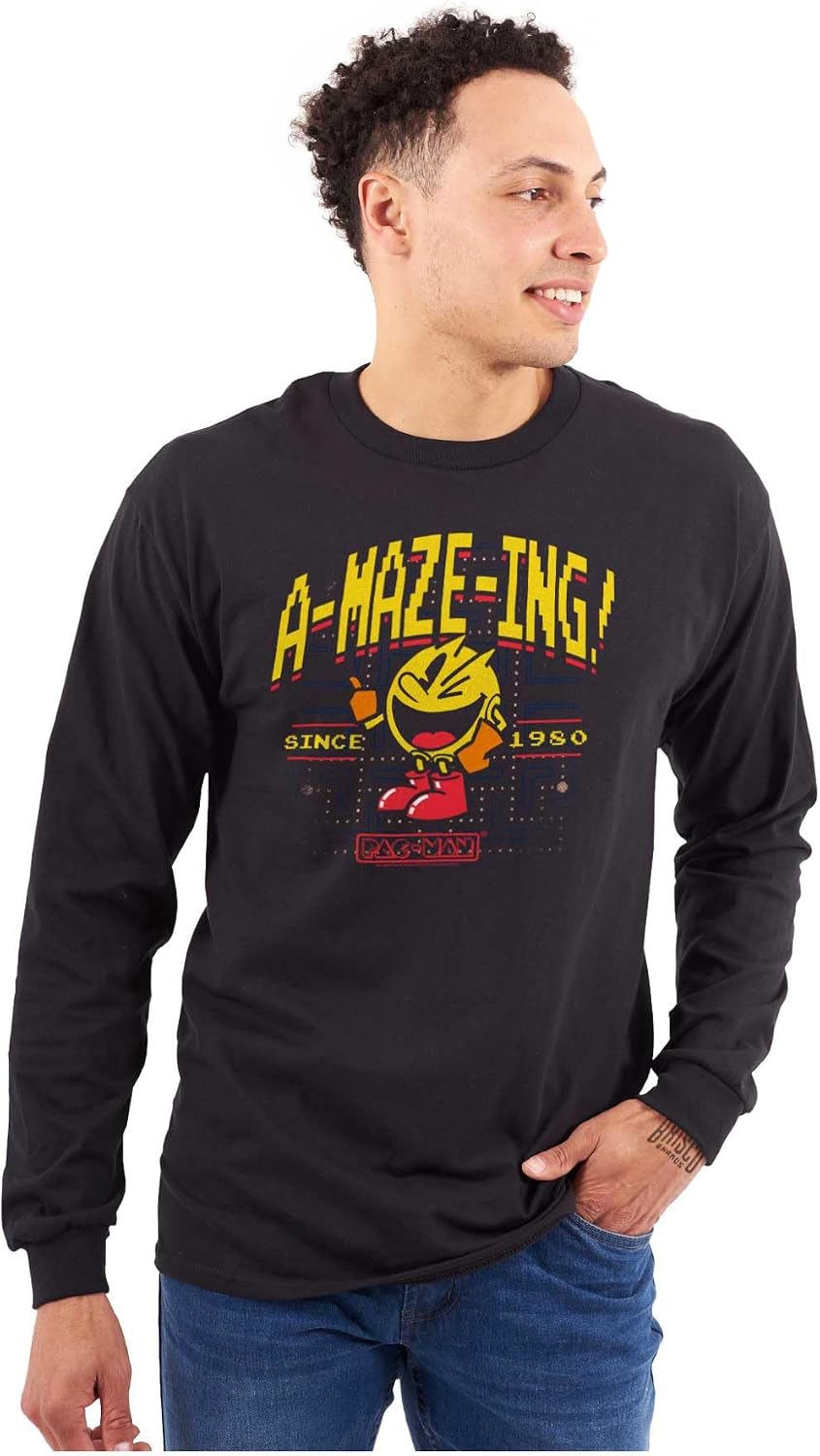 1980 Arcade Game Pacman A-Maze-Ing Long Sleeve Tshirt Men Women
