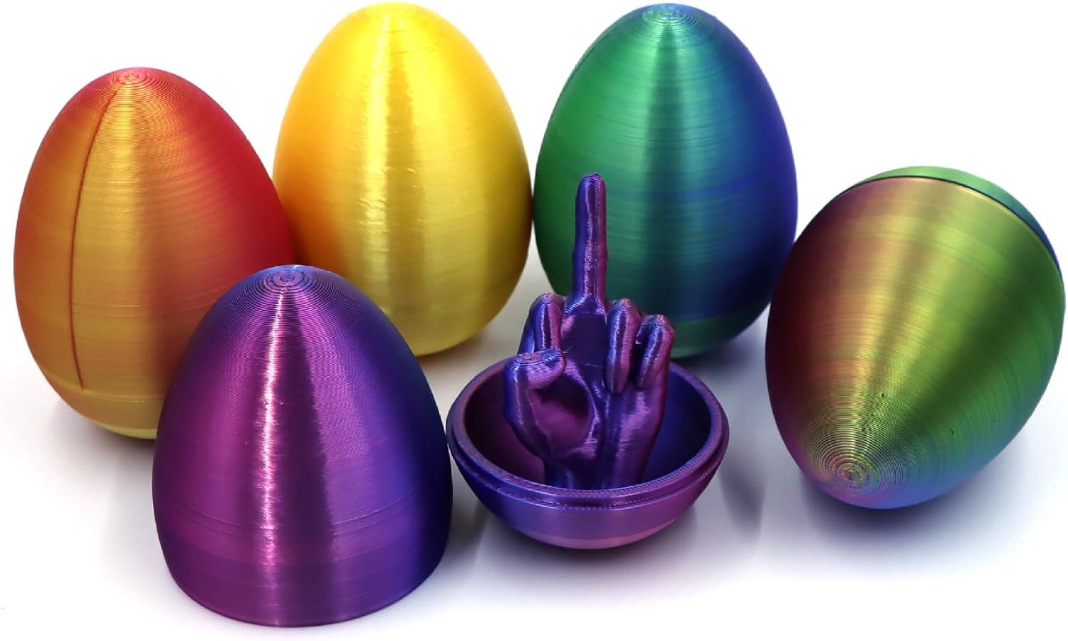 3D Printed Easter Egg with Middle Finger Toy - Funny Prank Gifts for Adults, Easter Basket Stuffers, Novelty Surprise Eggs for Friends & Family (Gold)