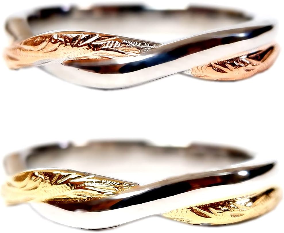 [ジュライス] ペアリング ペアハワイアンジュエリー リング 指輪 スクロール プルメリア サージカルステンレス 花 写真フレーム