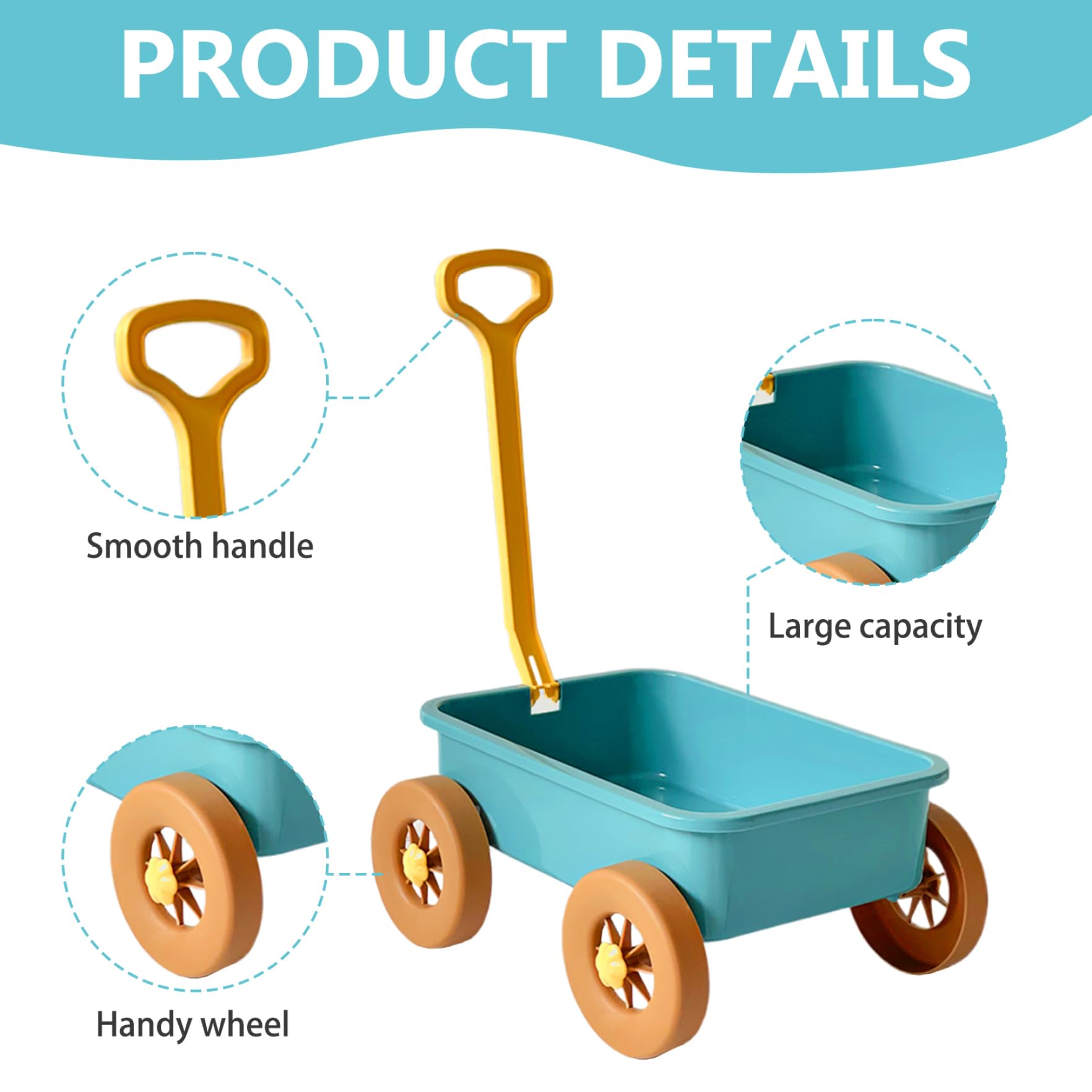 Carro giocattolo, Carro giocattolo in plastica per bambini, Giocattoli da spiaggia per bambini per giocare con acqua/sabbia, trainabile riutilizzabile per l'estate dei, Blu 15x11x7, 1