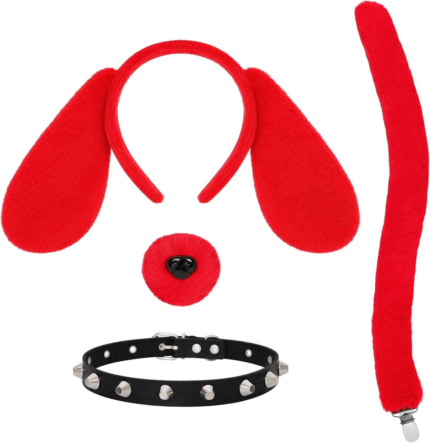 4Pcs Dog Ears Tail Set Puppy Dog Costume Accessories Ear Headband Nose Tail