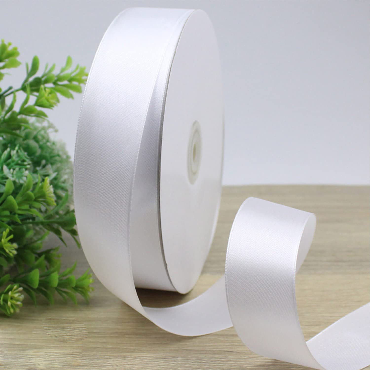 CC wonderland zone 1 Inch White Satin Ribbon Rolls(25mm Wide x 91m Long) for Gift Wrapping,Crafting,Florist