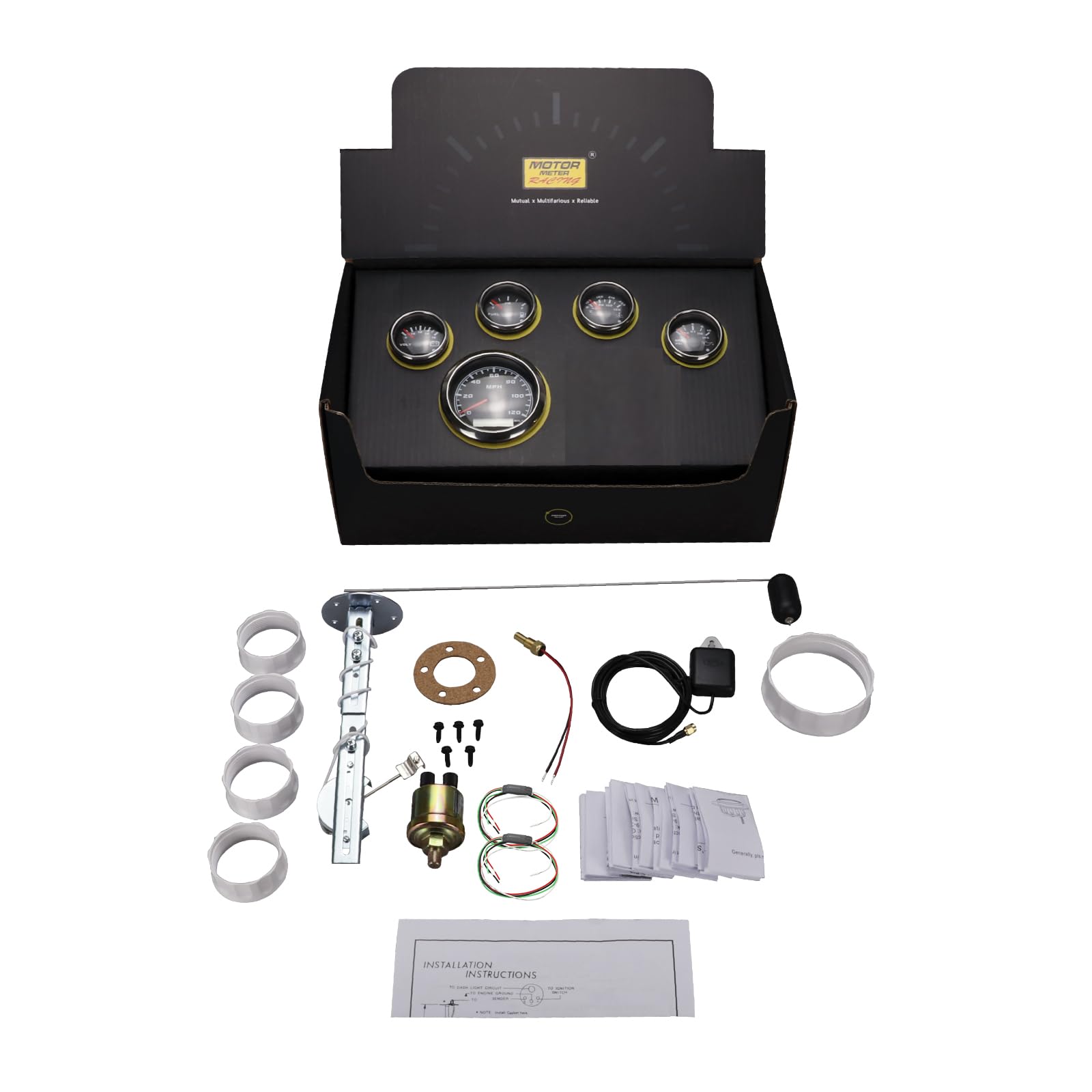 Motor Meter Racing 5 Gauge Set - Black Dial -6