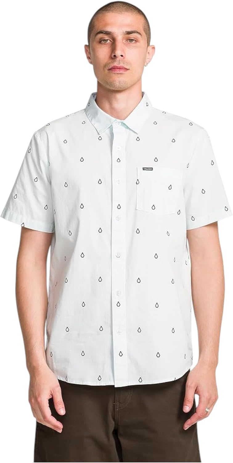 Volcom Men's Patterson Short Sleeve Button-Down Shirt – Lightweight Woven Casual Shirt