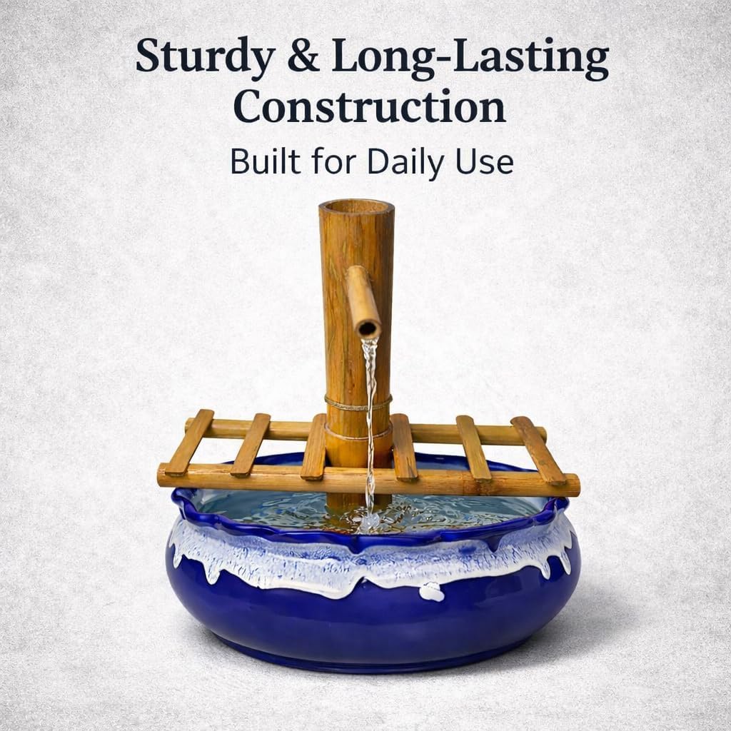 Bamboo Water Fountain Kit Smooth Matte Finishing, Include Pump Ideal for Outdoor/Indoor Use, Home Decor, Garden Balcony Decor, Gifting. (Vertical Bamboo Stand)