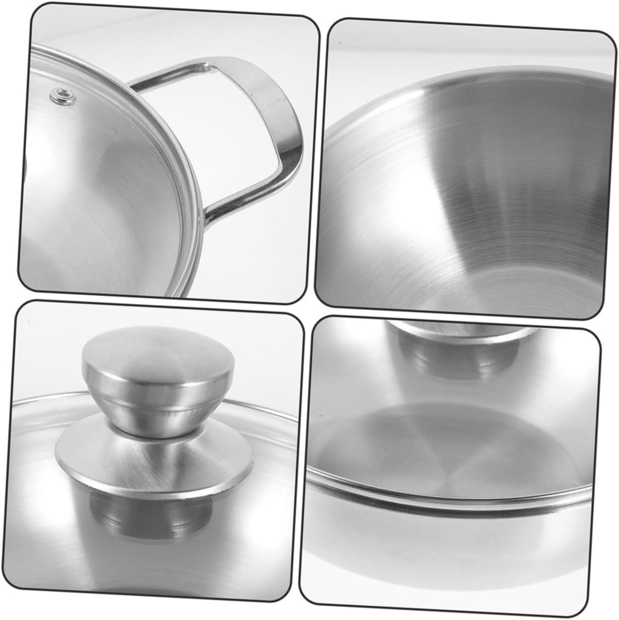 1set Household Double Handle Stainless Steel Wok Portable Cooking Pan for Home Kitchen - Cookware for Stir-frying and Hot Pot Ergonomic Design Insulated Handles