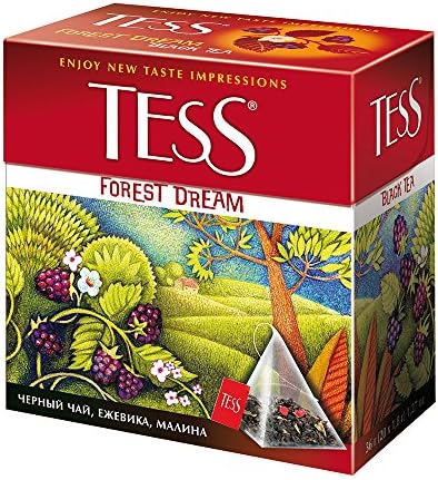 Tess Forest Dream Black Tea Composition Raspberry and Blueberry Leaf Tea in 20 Pyramid Sachets