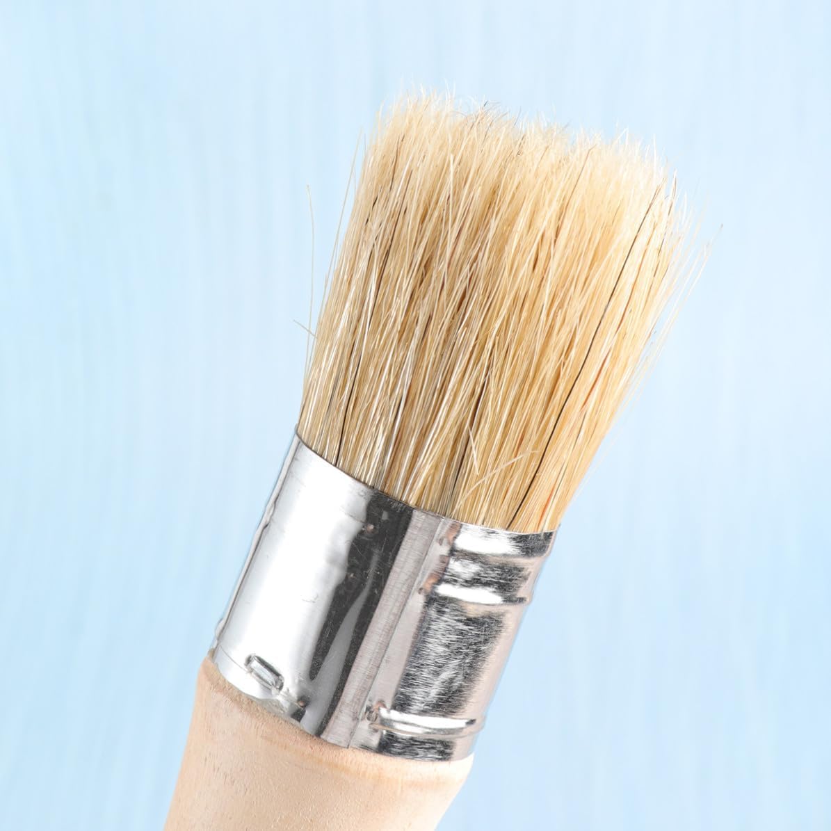 GANAZONO 2pcs Round Paint Brushes Long Wooden Handles and Natural Bristles for Furniture and Chairs, for Stencils, Craft, and Folk Art Painting Projects at Home