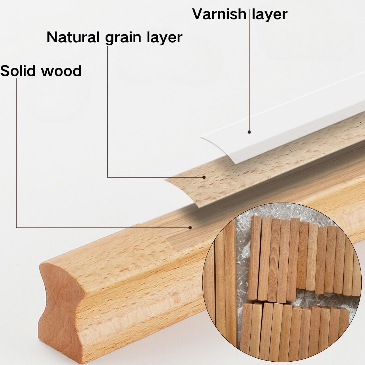 Generisch 4 Stück Möbeltürknäufe Schrankknöpfe Möbelgriffe Mit Schrauben 128mm Lochabstand Griffe Für Küchenschränke, Kleiderschrank(Natural,224 * 600mm)