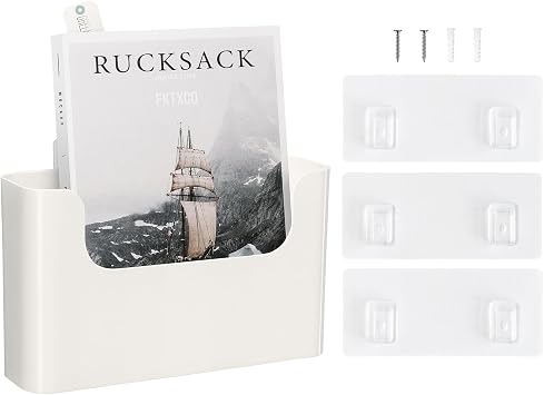 Wall Mount Folder Holder File Organizer Hanging File Mail Organizer Magazine File Holder with 3-Pack Adhesive Pads