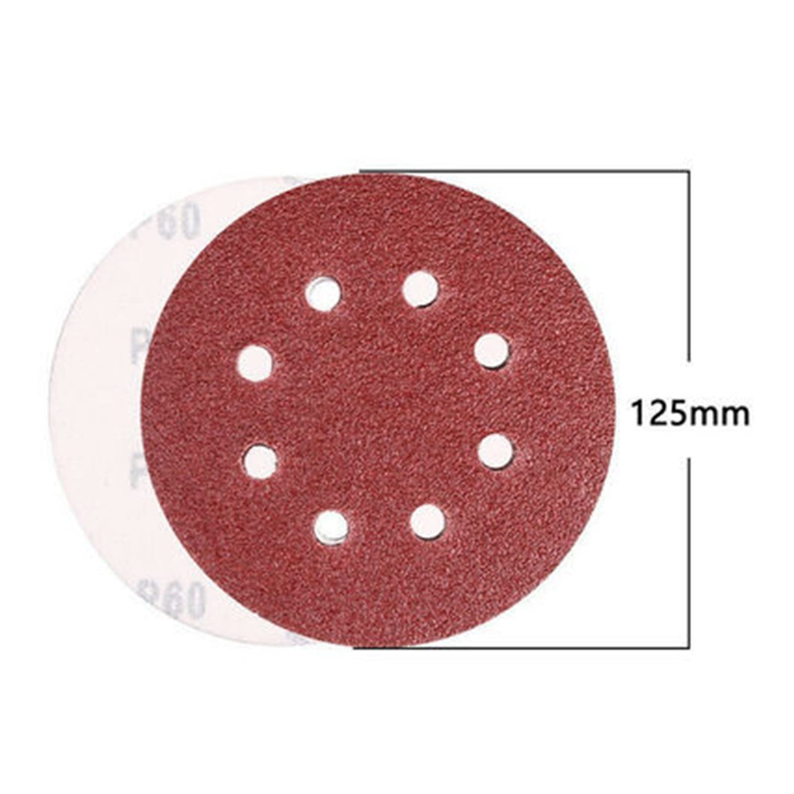 Papel de Lija 40-400 Grit 5 "125 mm Redondo Papel de Lija Sanding Gancho y Anillo Landing Disc Limpieza de hogar Pulido de Herramientas de Pulido (Color : 60pcs)