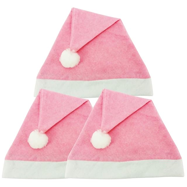 Lote de 3 Gorros de Navidad Gorro de Invierno Papá Noel Felices rosa fucsia