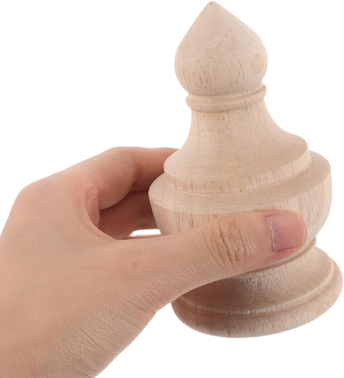 Garneck 2pcs Unfinished Wooden Finials Solid Carved Post Caps for Bed Posts Staircase Handrails Baluster Columns Curtain Rods Decorative Interior Decor