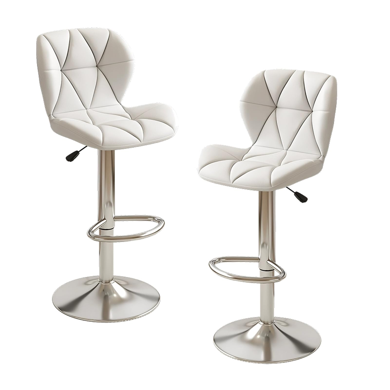 STUIJKVSZ Faux Leather Bar s Set of 2, Kitchen Counter Height Bar Chairs, Height Adjustable, Swivel Armless Bars with Footrest for Home Pub, Kitchen Island, Dining Room(Set of 2, White)