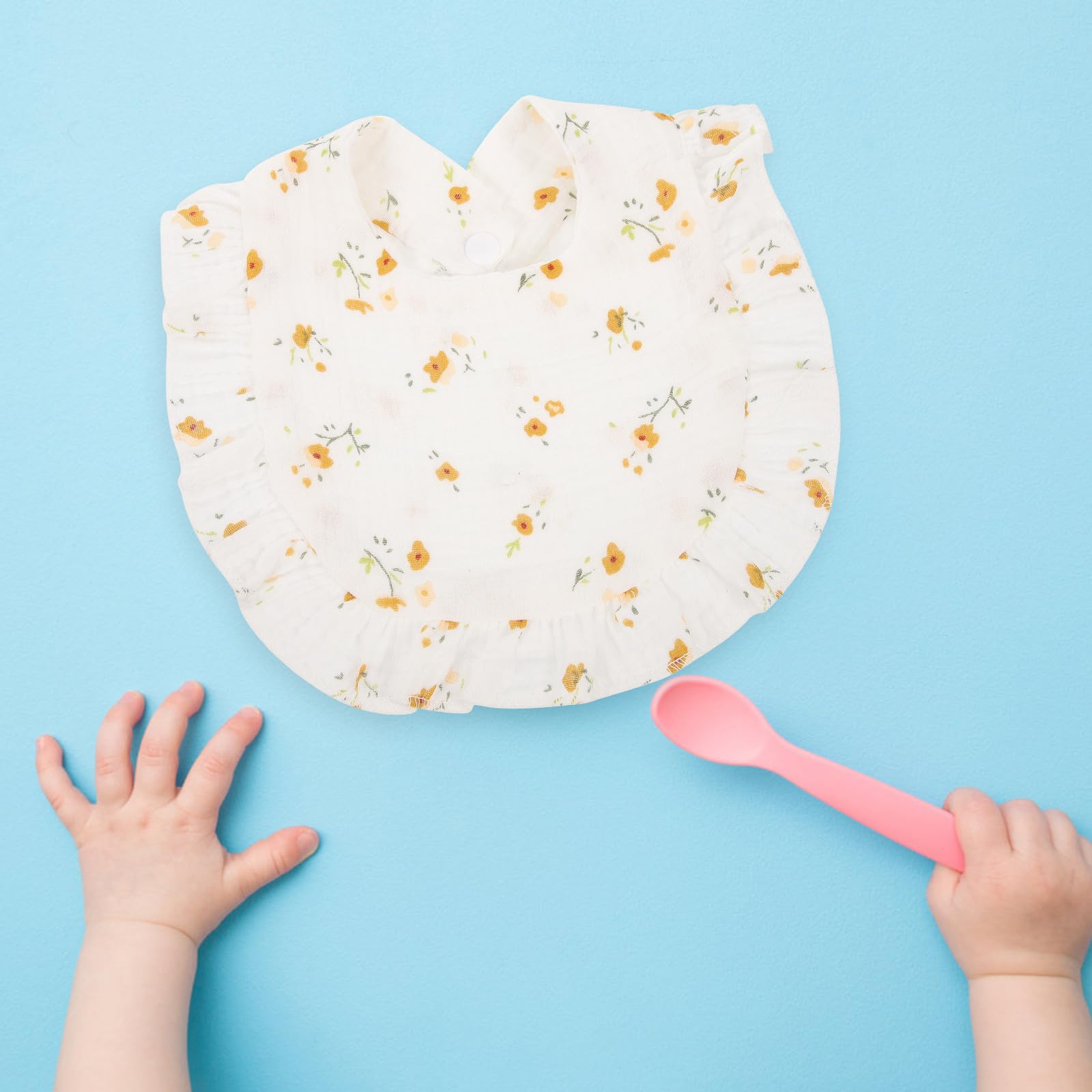 Bavoirs en Coton pour Bébé Bordure Volantée, Confortables et Réutilisables, 6 Pièces